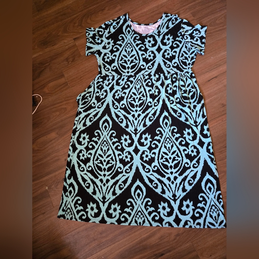 Womens plus size baby doll maxi dress sz 2x short sleeve stretchy